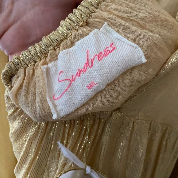 NWT Sundress Revolve Lourdes Dress Ios Bright Gold angel sleeve fairy mini M/L - Picture 12 of 16